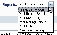 output options list